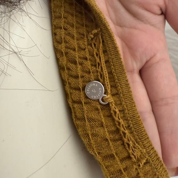 Anthropologie Knitted Knotted Long Bell Sleeve Top Mustard Yellow Women's Small - Picture 5 of 6